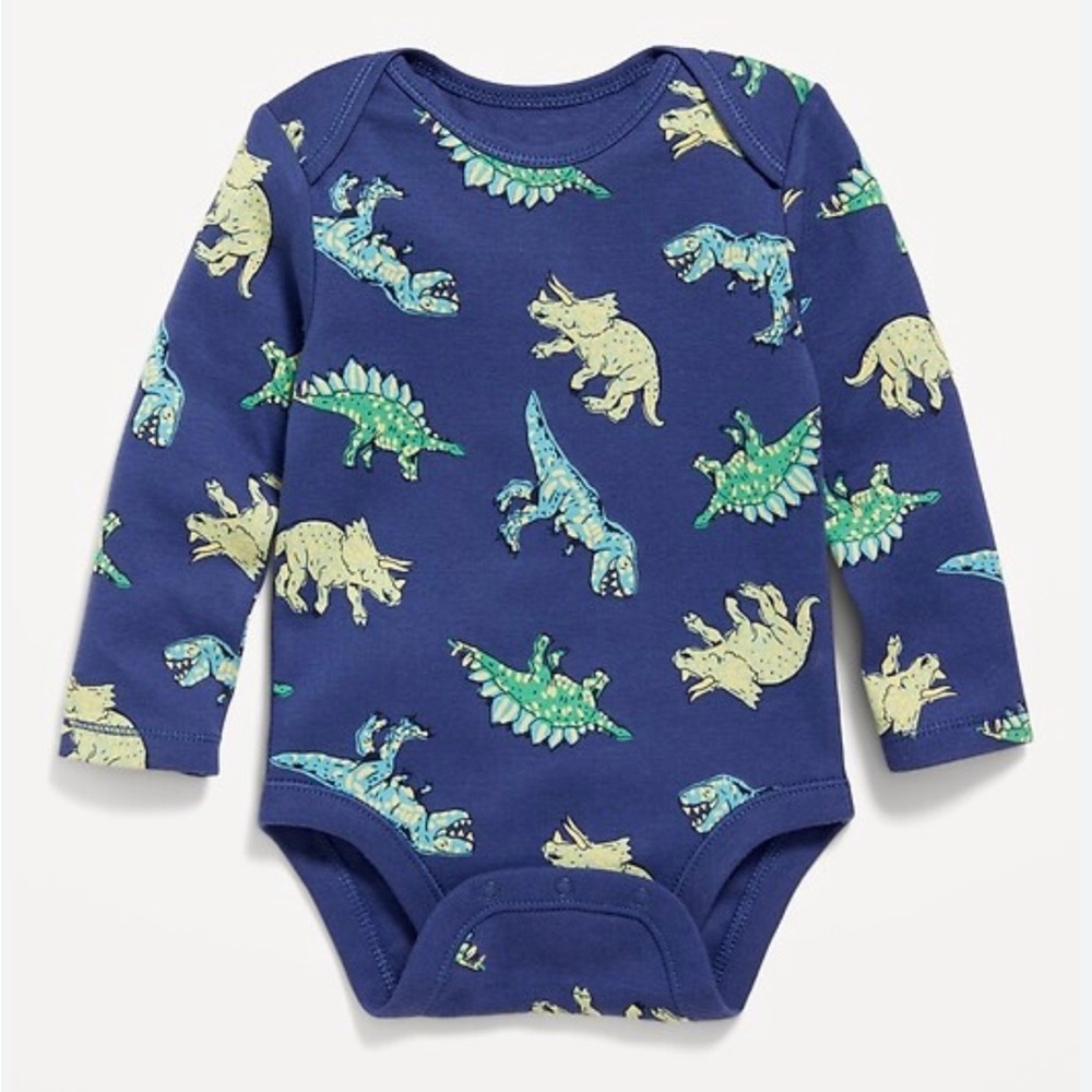 Old Navy Blue Dinosaur Print Bodysuit & Jogger Pant Matching Set Size 12-18 mo